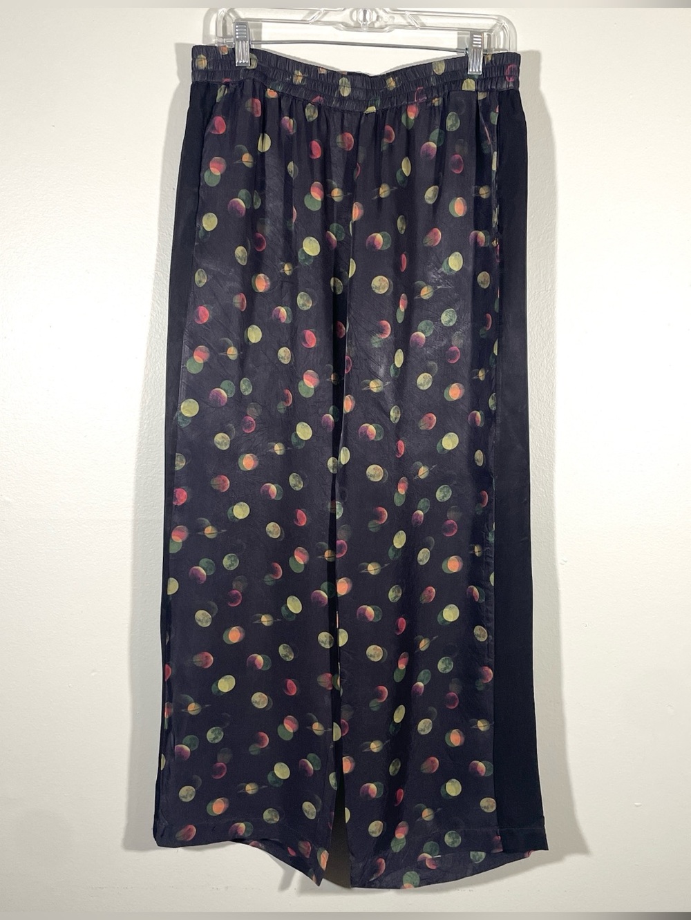 Scotch & Soda Amsterdam Planet Print Wide Leg Pants  Black Celestial Viscose